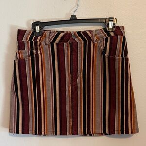 Wilde Fable. Fall Corduroy Multicolor Striped Mini Skirt